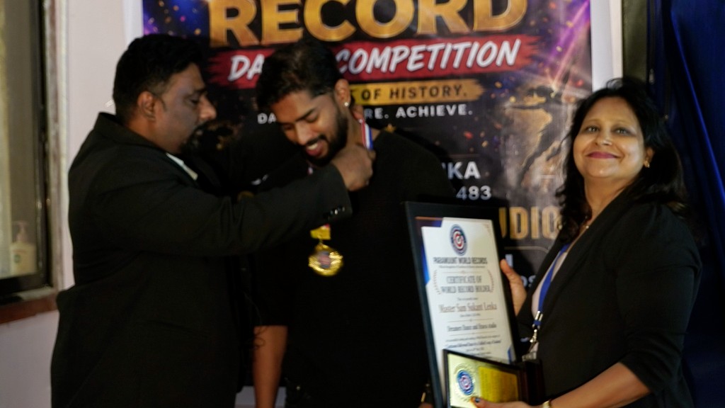 Medal presentation to Master Sam Sukant Lenka at Dreamers Dance Studio