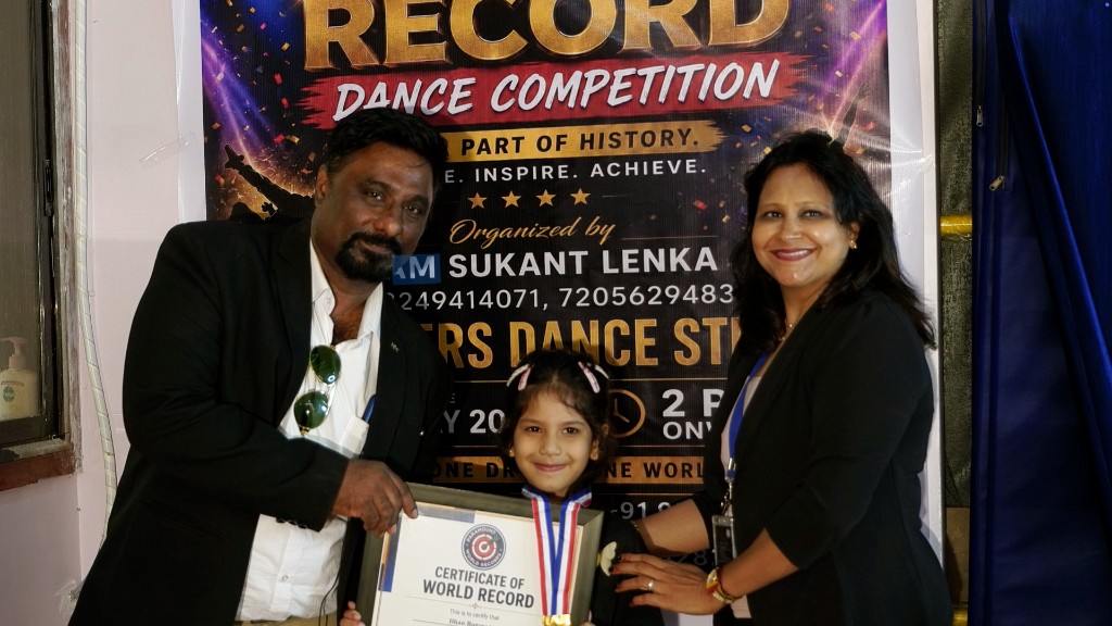 Young dancers in formation during world record rehearsal session