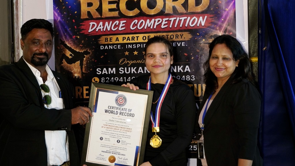 Certificate presentation to young achiever at Dreamers Dance Studio