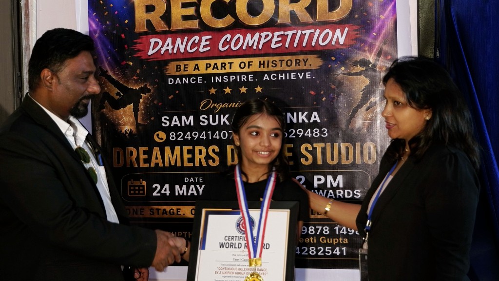 World record certificate ceremony at Dreamers Dance Studio