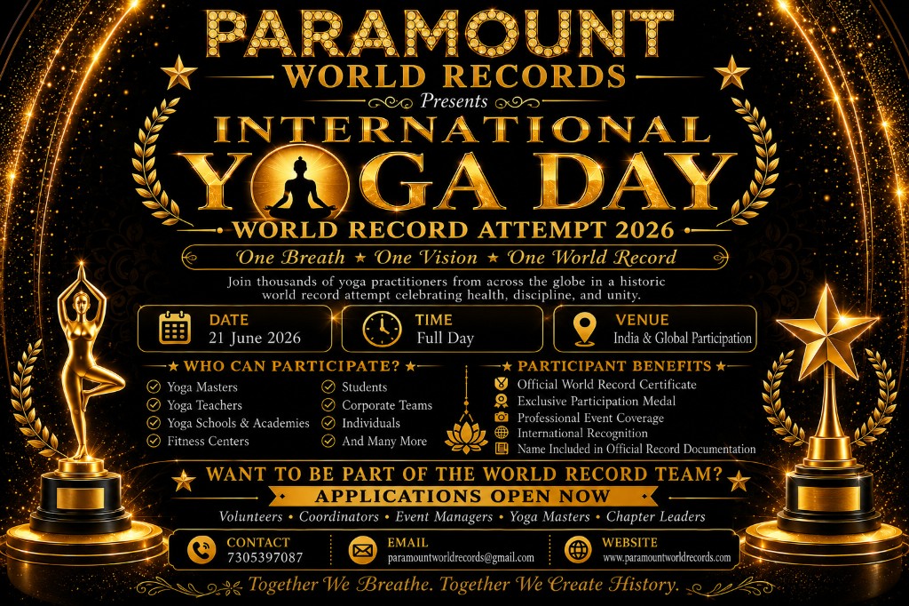 Paramount World Records — International Yoga Day World Record Attempt 2026, 21 June 2026, India & global participation